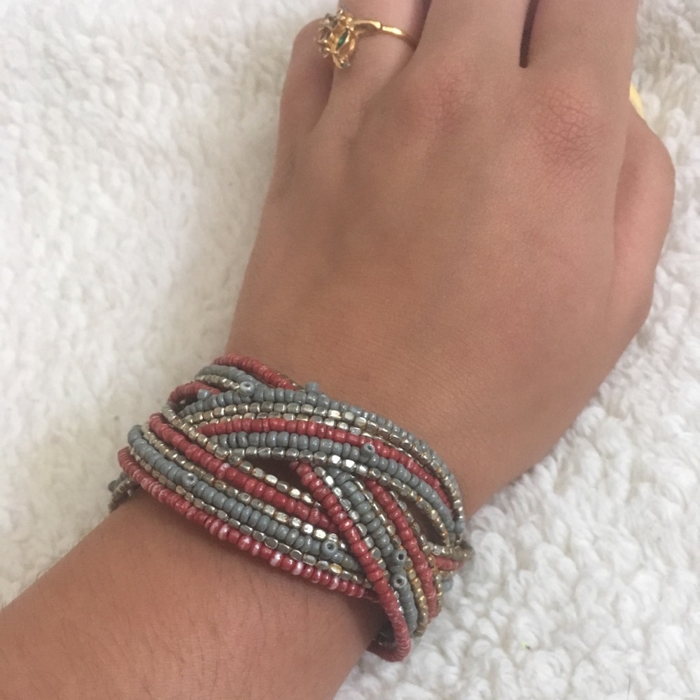 Rustic Red Silver cuff bracelet